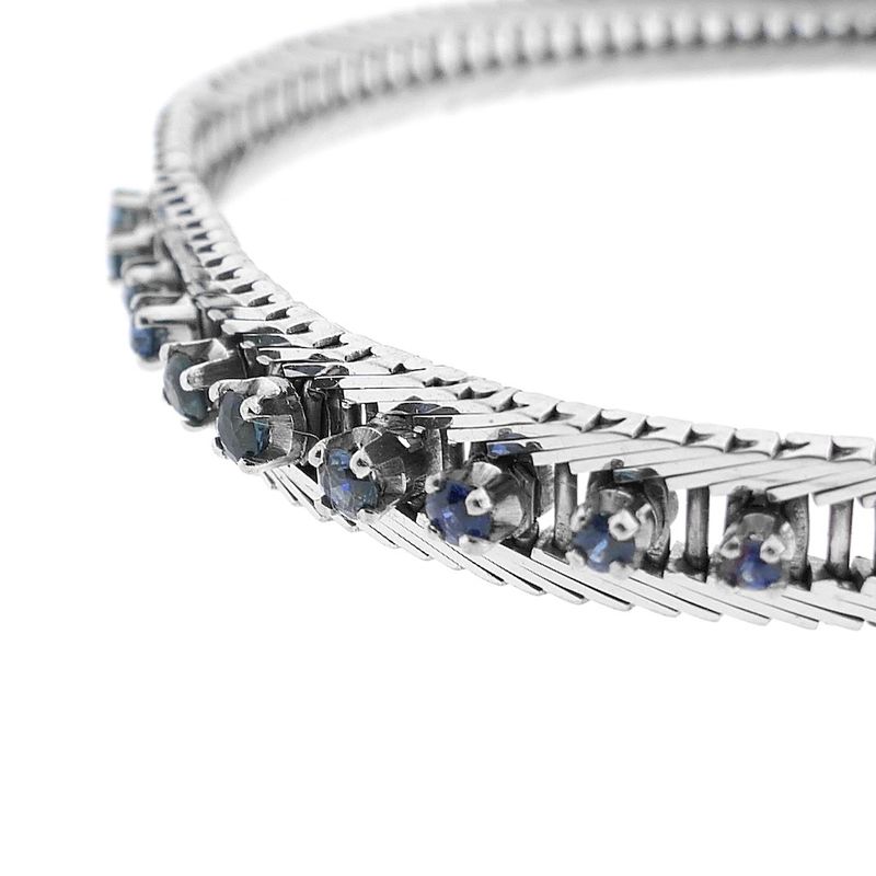 Image 3 of White gold link bracelet with sapphire