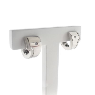 Image 1 of White gold earrings with diamond | Ø 14.0 mm