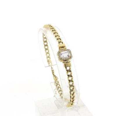 Gold gourmet link bracelet with zirconia | 19 cm - 21 cm Image 1 of Gold gourmet link bracelet with zirconia | 19 cm - 21 cm
