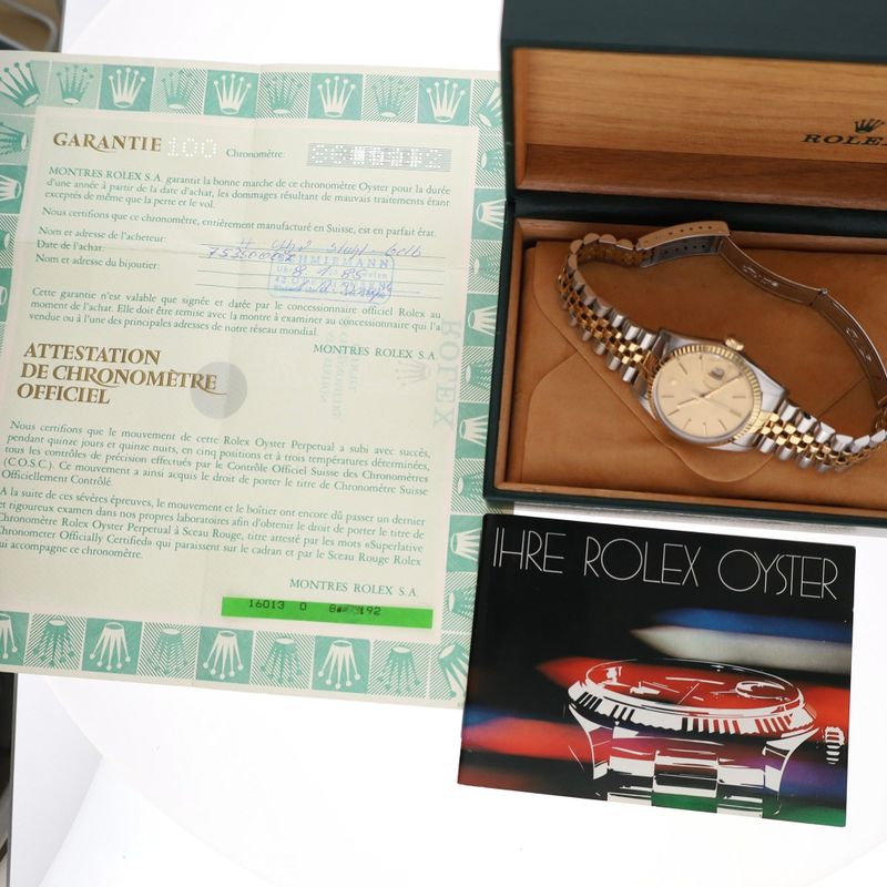 Image 7 of Rolex Datejust 36mm 16013; Automatic Bi-color Watch (Full Set '85)