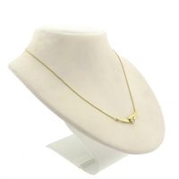 Gold gourmet link necklace with fixed pendant and zirconia