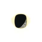 Image 3 of Gold men's signet ring with onyx and diamond | 0.01 ct.