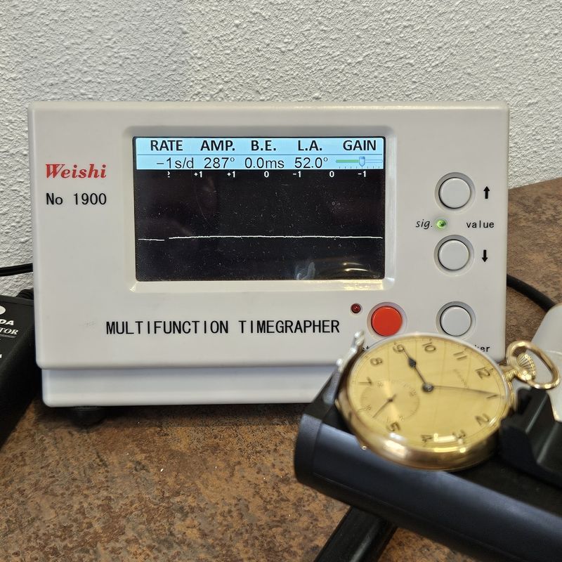 Image 15 of Eterna 14k gold pocket watch 1949; Royal Textile Factory C.T. Stork