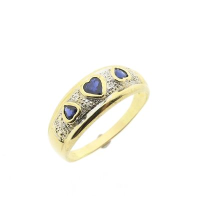 Image 1 of 18K Gold ring with sapphire and diamond | 0.03 ct.