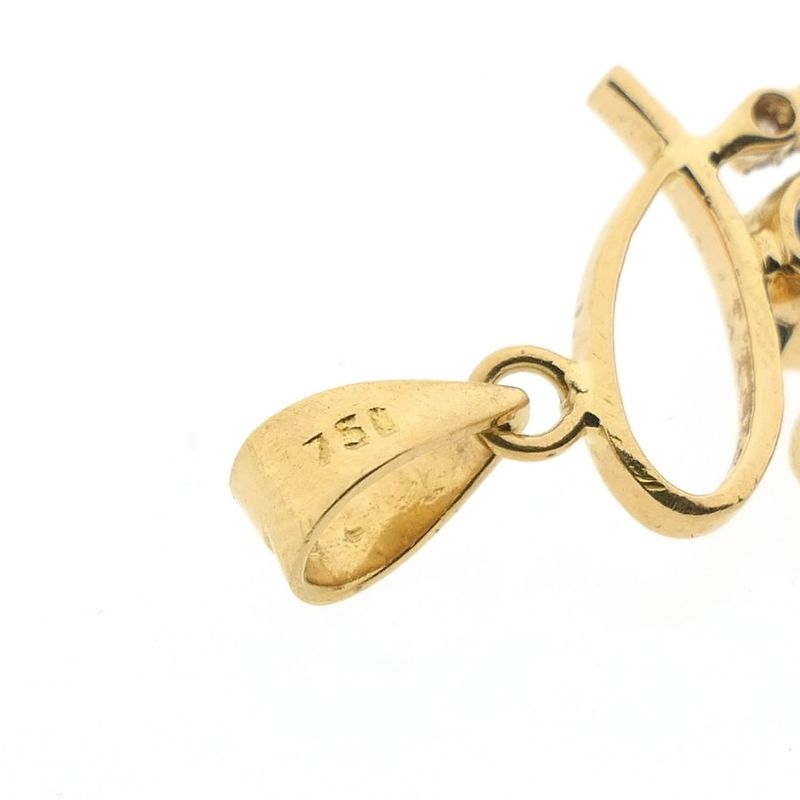 Image 4 of Gold pendant with sapphire and diamond 0.33 ct.