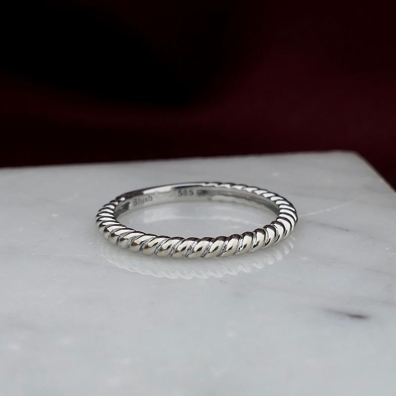 Image 2 of White gold twisted sliding ring; Blush