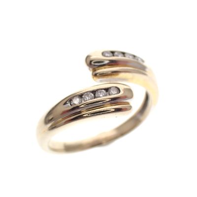 Image 2 of Two-tone gold ring with diamonds; 0.12 ct.