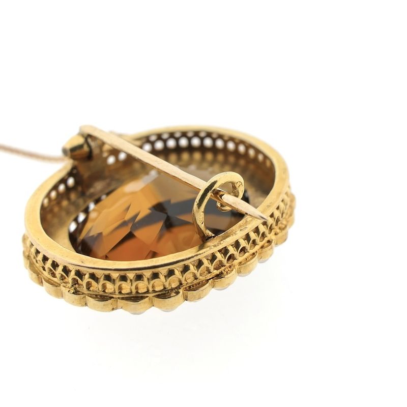 Image 5 of Gold brooch with smoky quartz and pearls