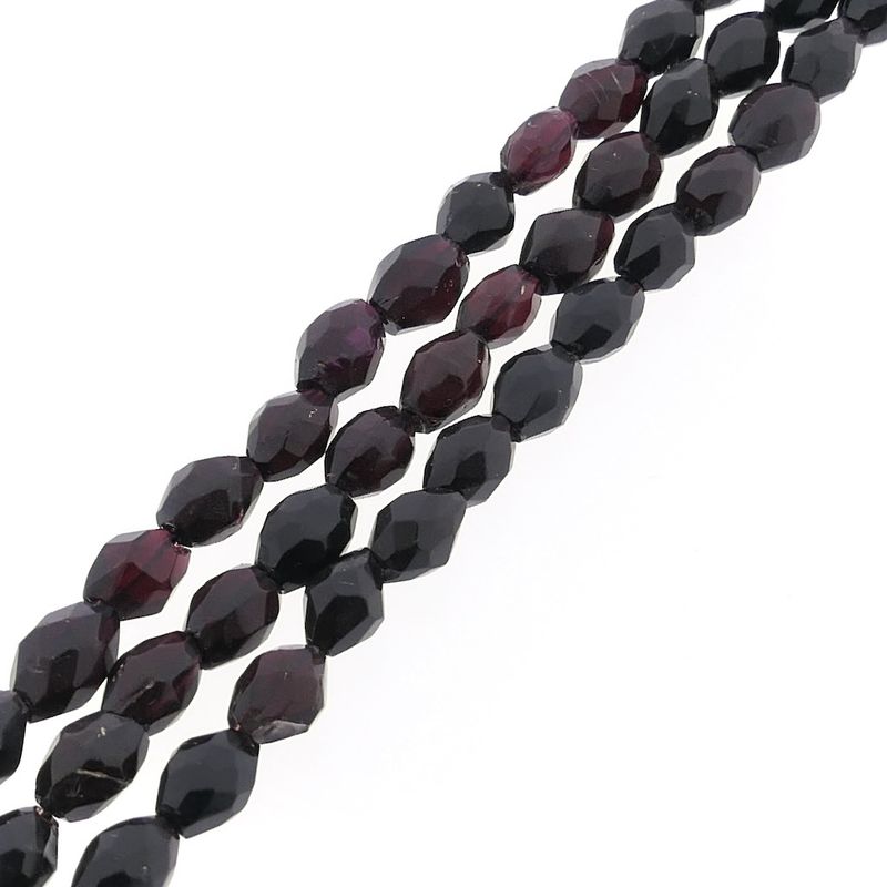 Image 8 of Antique garnet bead necklace with gold decorative clasp.