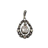 Antique silver pendant with diamonds; Approx. 0.93 ct.
