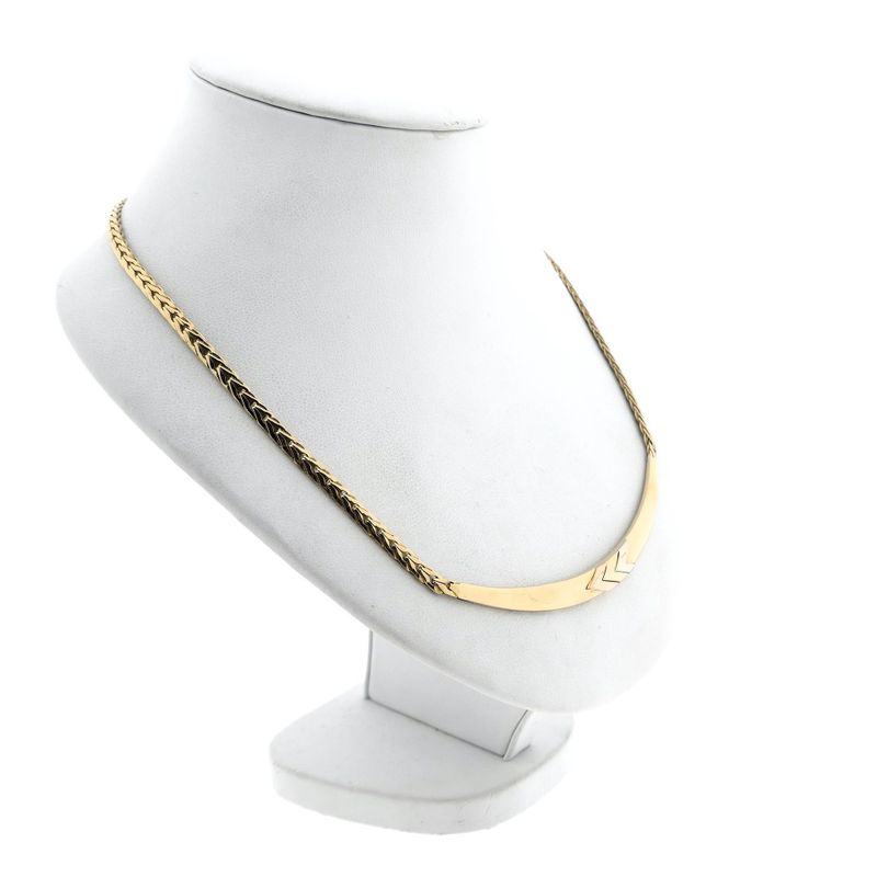 Image 3 of Gold Fantasy Link Necklace with Tricolor Pendant