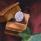 Image 2 of White gold oval signet ring with diamonds 0.86 ct.