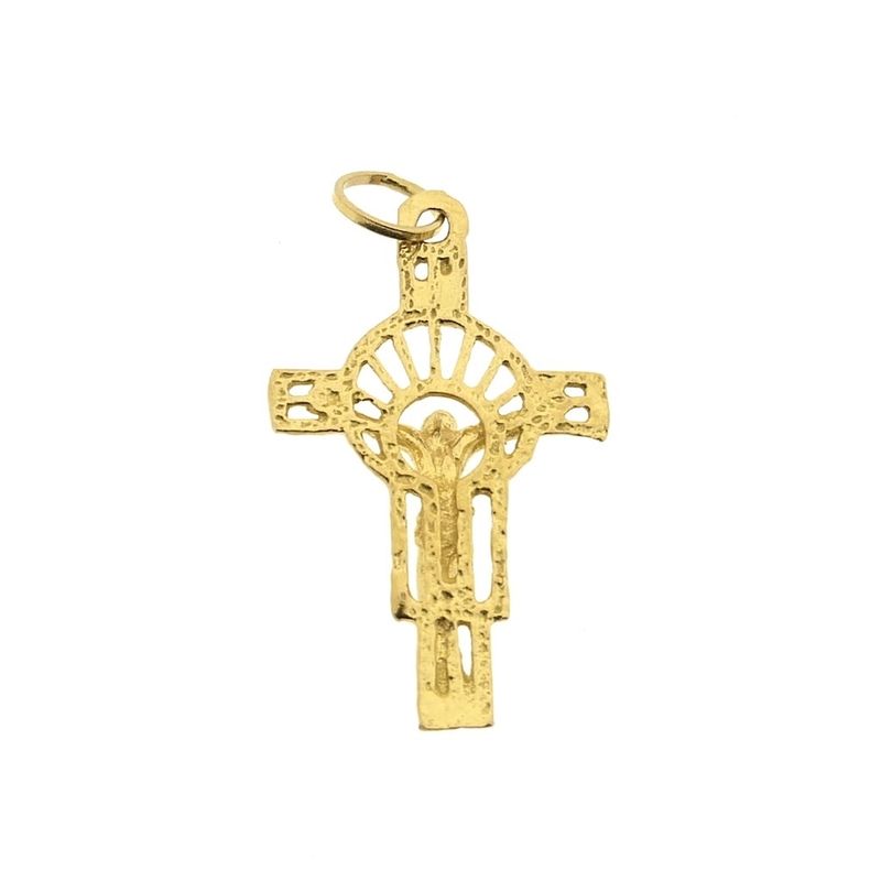 Image 3 of Gold cross pendant with corpus