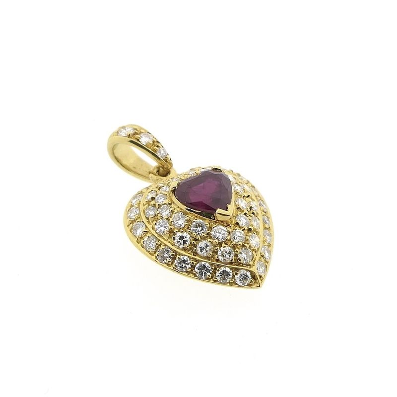 Image 3 of 18-karat gold pendant with ruby and diamond | approx. 0.72 ct.