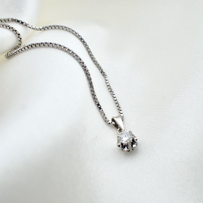 Image 5 of White gold Venetian necklace with pendant | 0.23 ct. diamond | 40 cm