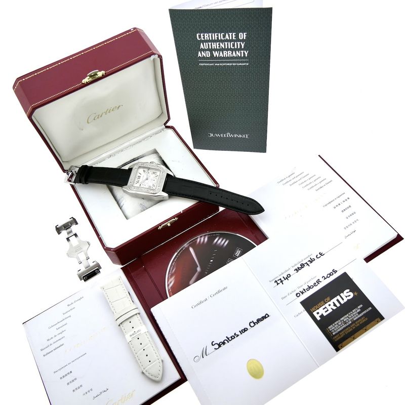 Image 4 of Cartier Santos 100 XL Chronograph 2740; Automatic watch with diamonds