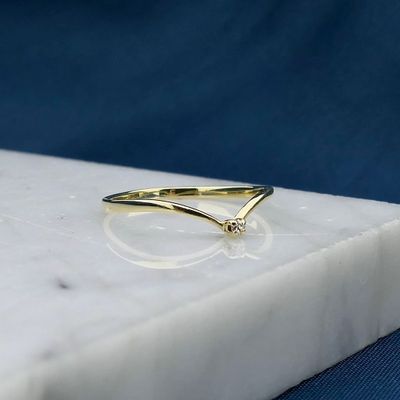 Image 2 of Gold V-shaped ring with diamond