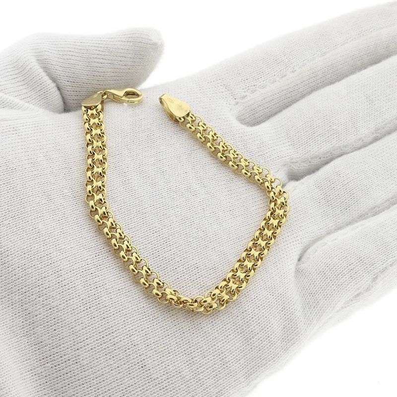 Image 8 of Double gold jasseron link bracelet | 19 cm