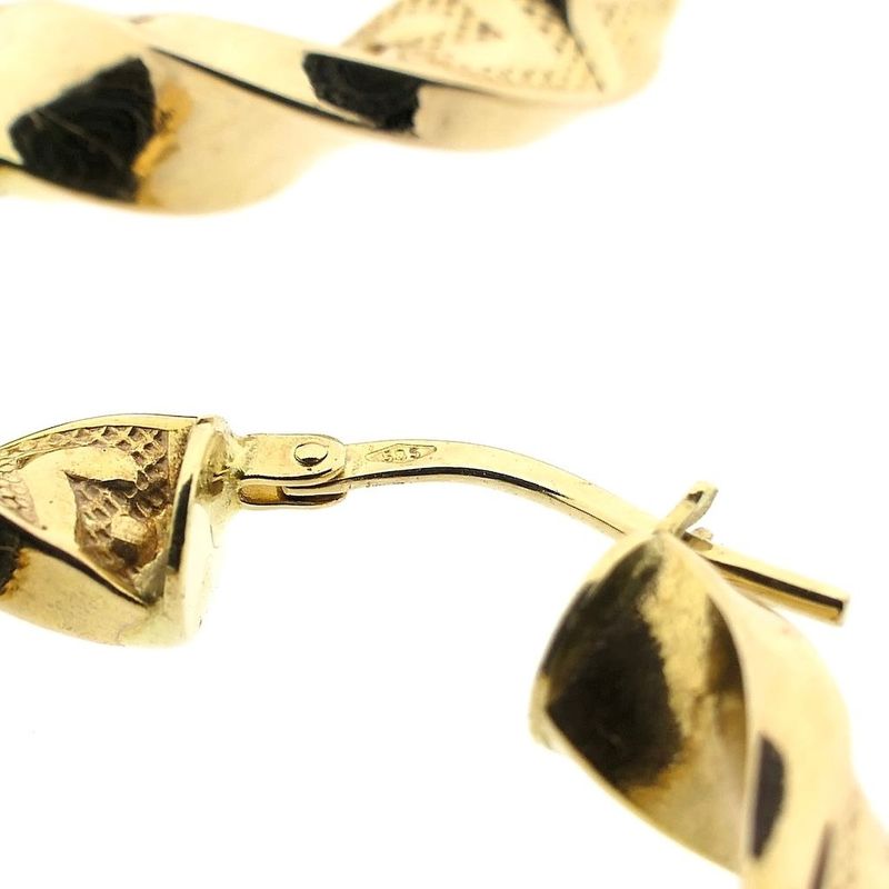 Image 5 of Gold spiral hoop earrings with zirconia; Ø 34.5 mm