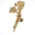 Image 4 of Gold brooch nature design; oak leaf