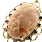 Image 4 of Antique gold pendant with cameo, sapphire and diamonds; 0.21 ct.