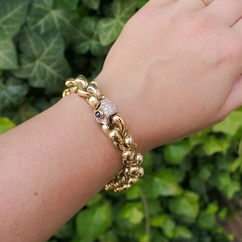 Image 7 of Cadaro two-tone gold bracelet with sapphire and diamond 0.96 ct.; 20.5 cm