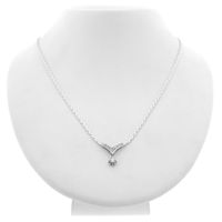 White gold necklace with a fixed pendant and a 0.085 ct. diamond | 43.5 cm