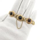 Afbeelding 11 van Antiek gouden bootjes armband met granaat | 18,5 cm