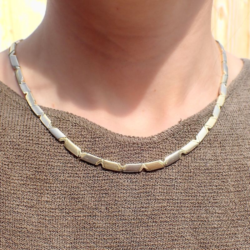 Image 3 of Two-tone gold fantasy link necklace
