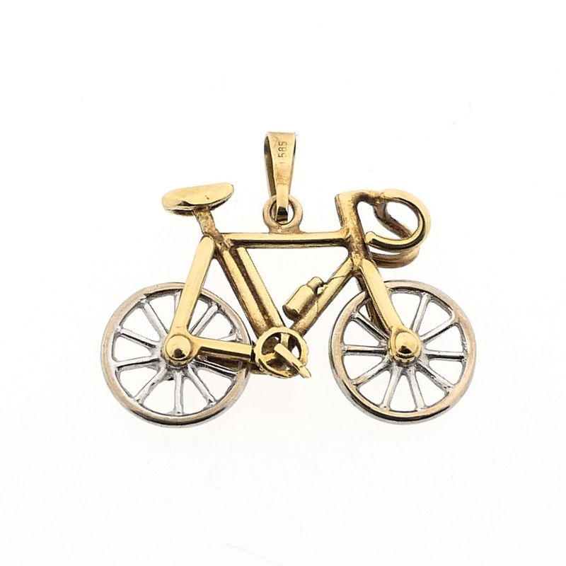 Image 4 of Two-tone gold pendant of a racing bicycle