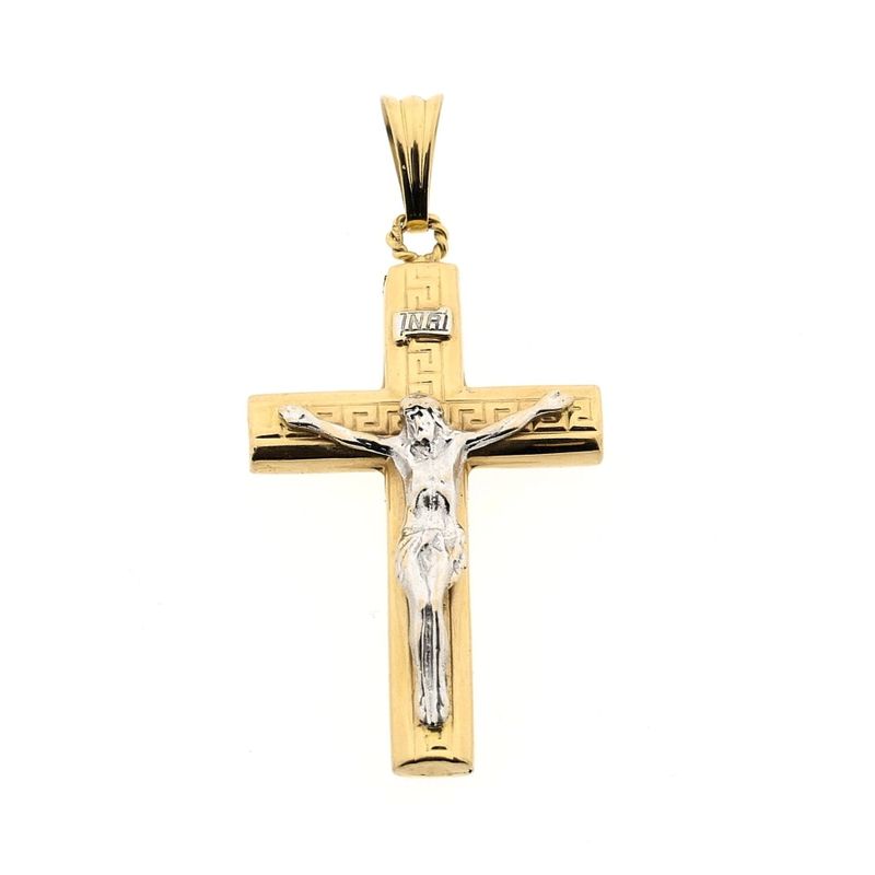 Image 1 of Bicolor Gold Pendant of a Cross with Corpus