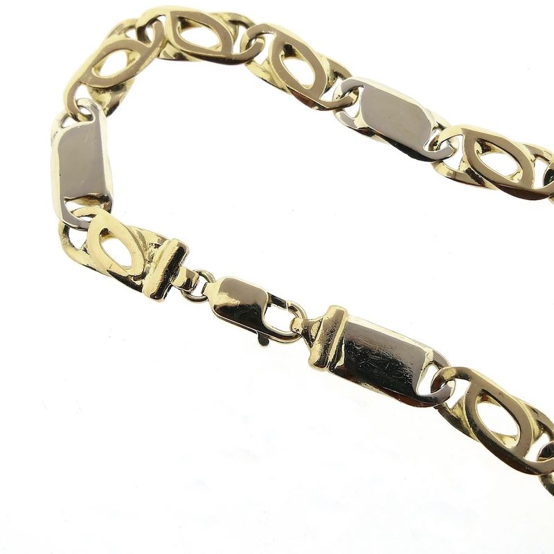 Image 3 of Two-tone gold Figaro link bracelet