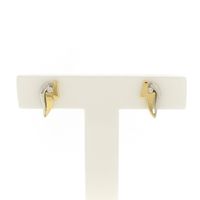 Bicolor gold stud earrings with diamond; 0.01 ct.