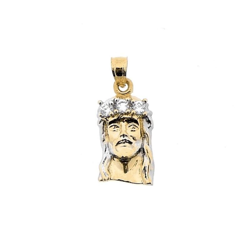 Image 1 of Gold pendant of Christ with zirconia stones