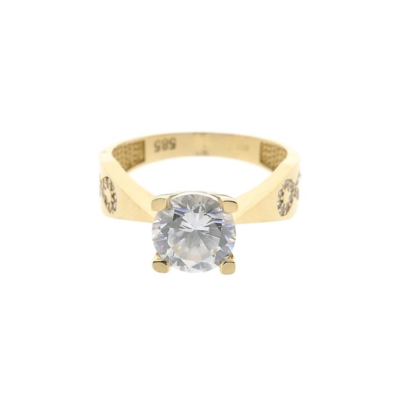 Image 3 of Gold Solitaire Ring with Zirconia