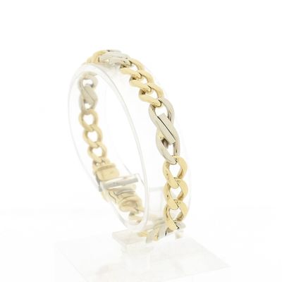 Image 1 of Two-tone gold gourmet link bracelet with diamonds