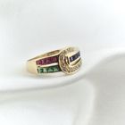 Image 6 of 18K gold ring with zirconia and a mix of gemstones