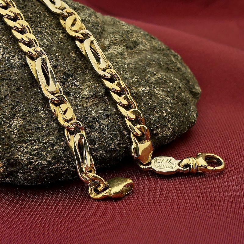 Image 2 of Two-tone gold link bracelet; Manchini