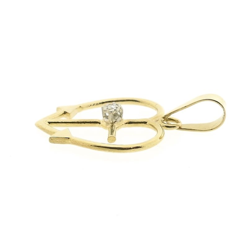 Image 7 of Gold pendant; Faith, hope, and love with diamond | 0.01 ct.