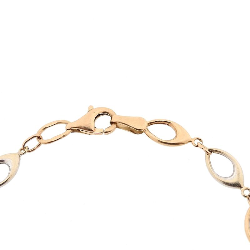 Afbeelding 4 van Bicolor gouden fantasie schakelarmband | 19 cm