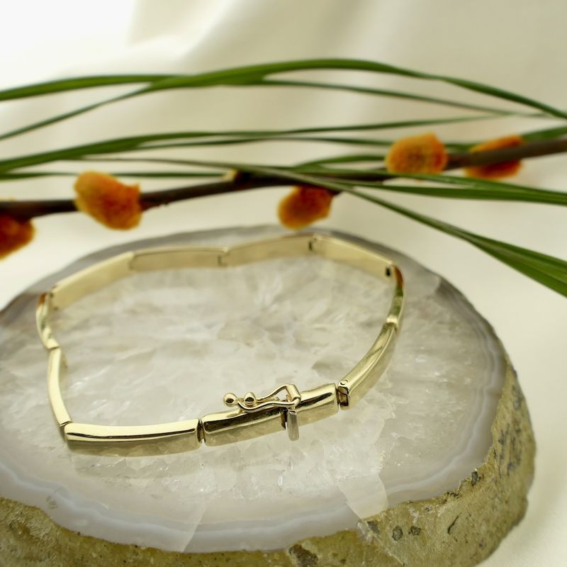 Image 2 of Gold bar link bracelet | 19 cm