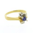 Image 5 of Vintage Bicolor gold ring with sapphire and diamonds; 0.06 ct.