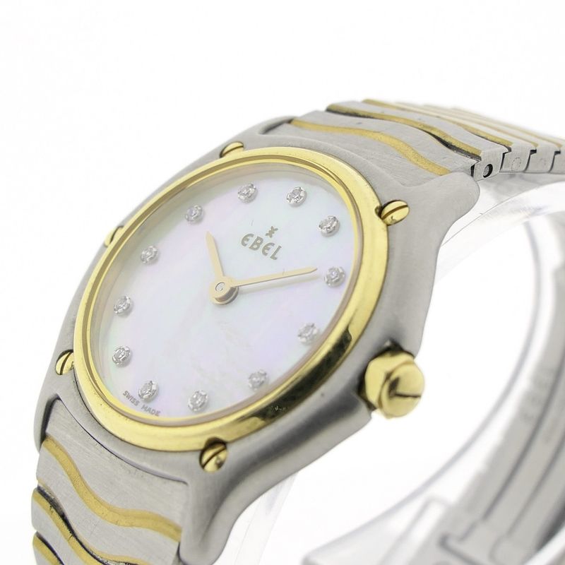 Image 2 of Ebel Wave 'Mother of Pearl'; Gold/steel women's watch with diamonds