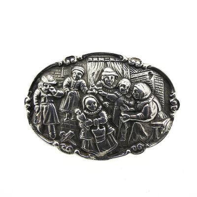 Image 1 of Vintage silver brooch with scene