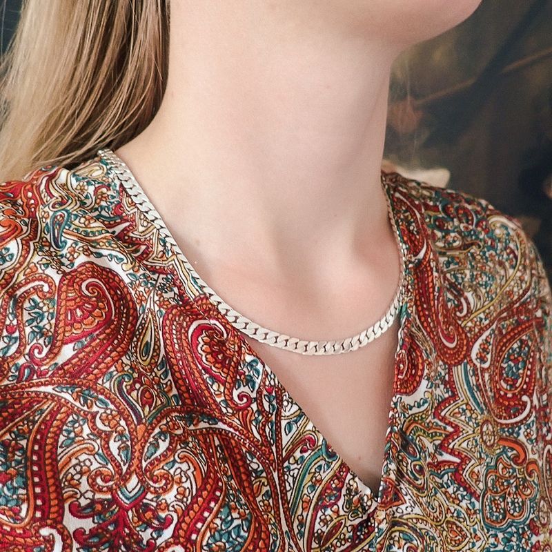 Image 4 of Silver flat gourmet link chain | 50 cm