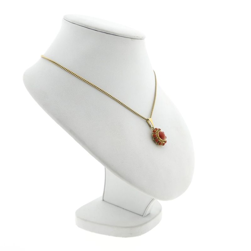 Afbeelding 6 van Gouden hanger met bloedkoraal