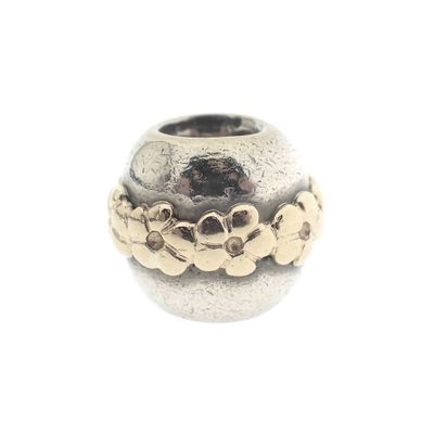 Image 1 of Pandora charm; Silver with gold; Saturn Flower