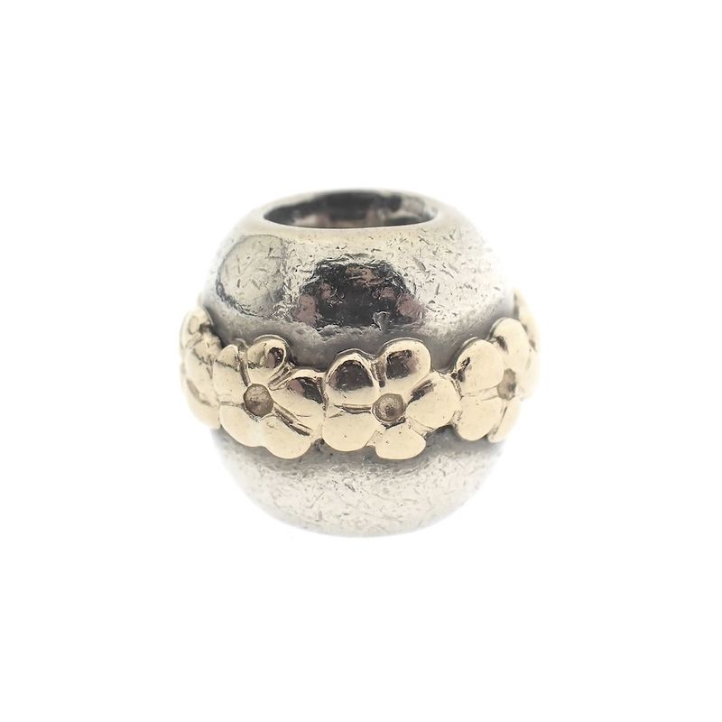 Image 1 of Pandora charm; Silver with gold; Saturn Flower