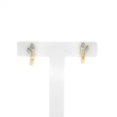 Bicolor gold stud earrings with diamond | 0.01 ct. Image 1 of Bicolor gold stud earrings with diamond | 0.01 ct.