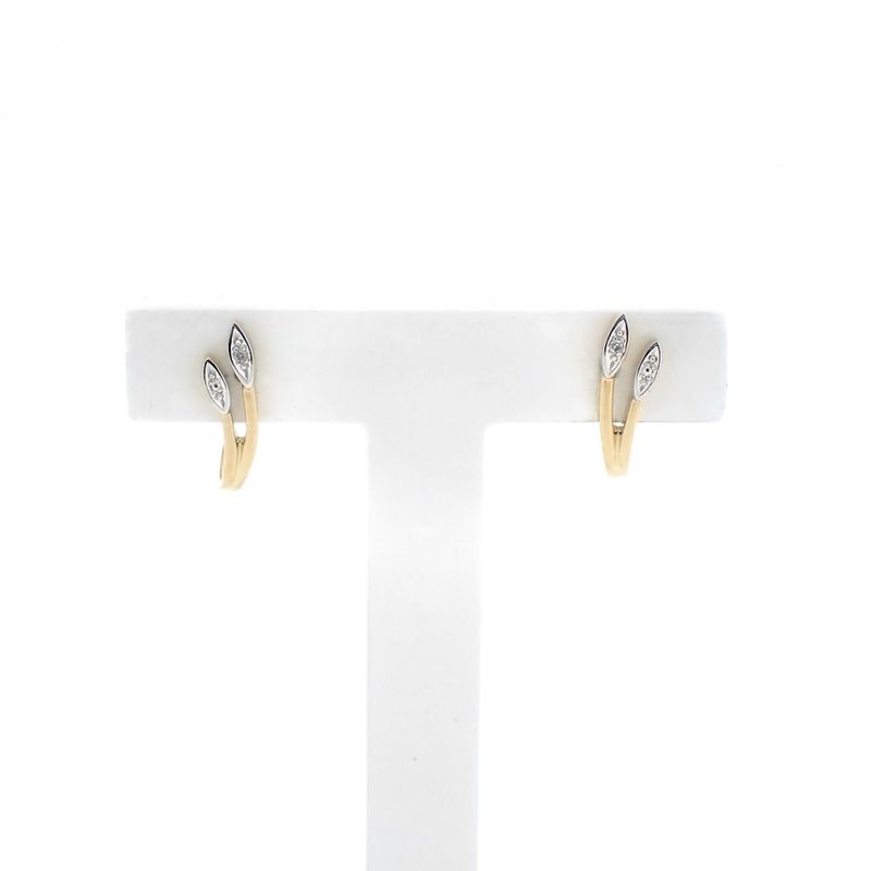 Image 1 of Bicolor gold stud earrings with diamond | 0.01 ct.
